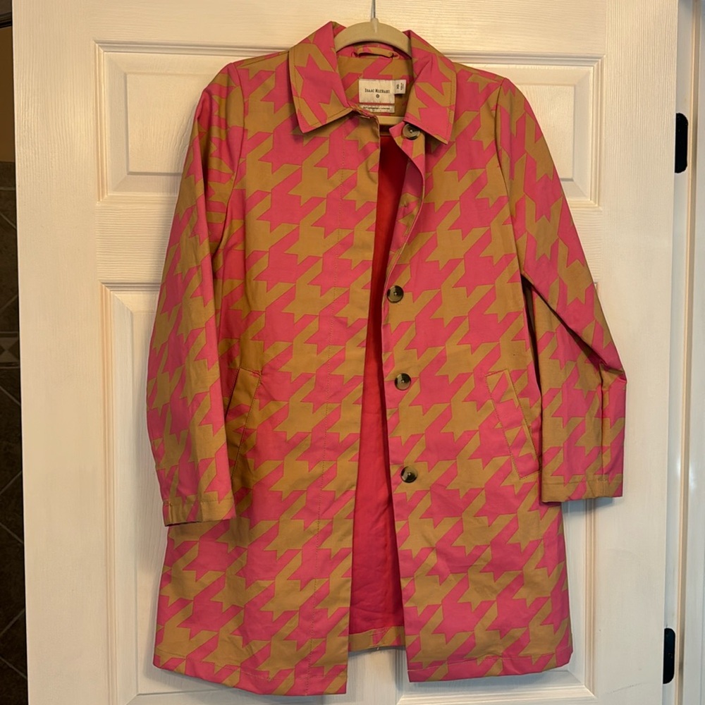 Isaac Mizrahi pink herringbone trench women’s coat XS